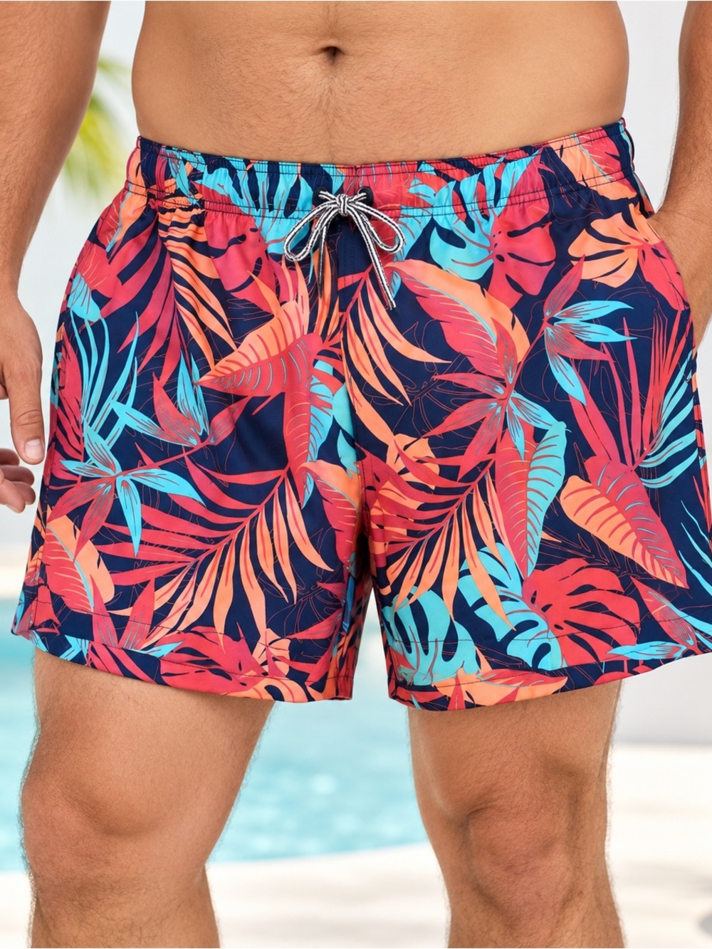 NWOT Speedo Swim Trunks Shorts Swimwear UPF 50+ 7" Mens XL Floral Pockets Lined